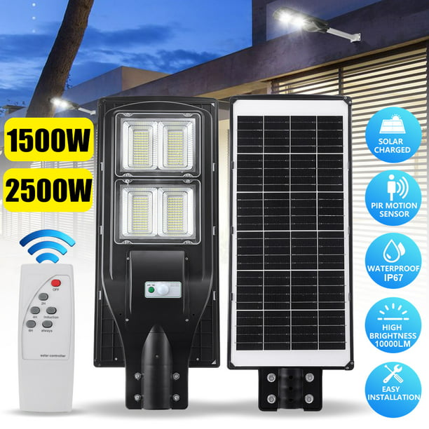 500W-2500W Solar Power PIR Motion Street Light Yard Garden Wall Lamp W/ Remote